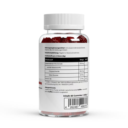 BRAYN Focus Löwenmähne + Vitamin B6 Gummies - 60 Stk.